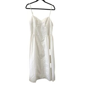 Shein Curve White Bustier Midi Dress Smocked Back 2XL Bridal Minimal‎ Vacation